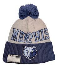 Load image into Gallery viewer, Memphis Grizzlies New Era Fleece Lined One-Time Removable Pom Knit Navy & Gray Beanie