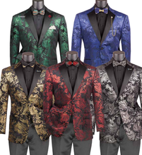 Load image into Gallery viewer, Luxurious Velvet Foil Print Modern Fit Blazer     BM02