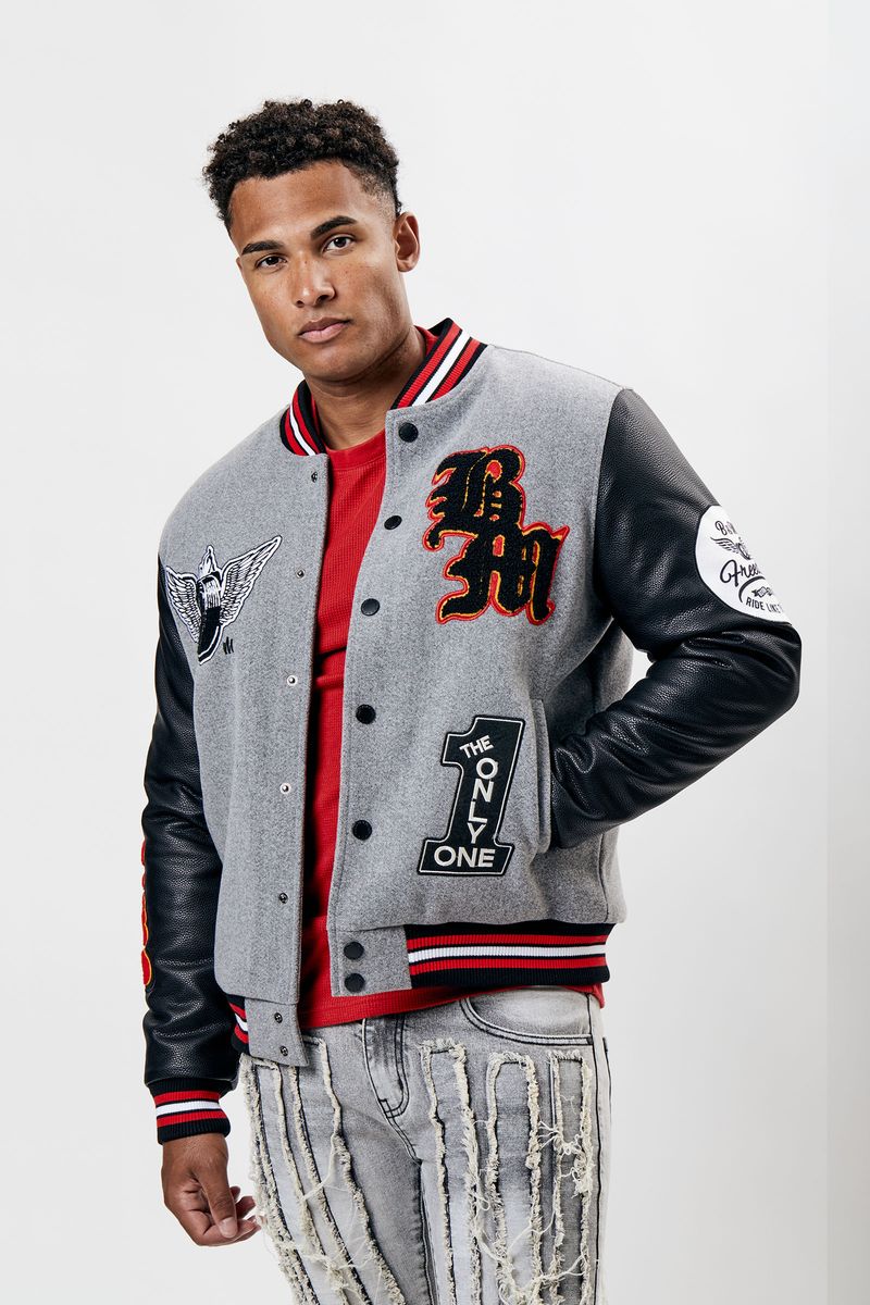 Racing Varsity Jacket “No Fear” with Patches by Bleecker & Mercer