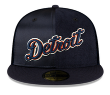 Load image into Gallery viewer, Detroit Tigers New Era 59Fifty 5950 Triple Navy Satin & Corduroy Fitted Cap