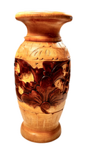 Load image into Gallery viewer, Two Toned Hand Carved 6 X 13" Wooden Vase