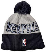 Load image into Gallery viewer, Memphis Grizzlies New Era Fleece Lined One-Time Removable Pom Knit Navy & Gray Beanie
