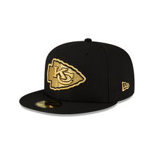 Load image into Gallery viewer, Kansas City Chiefs 5950 New Era Black Gold Metallic 59Fifty Fitted Cap