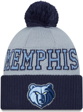 Load image into Gallery viewer, Memphis Grizzlies New Era Fleece Lined One-Time Removable Pom Knit Navy & Gray Beanie