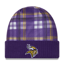 Load image into Gallery viewer, Minnesota Vikings New Era Team Colors Plaid Knit Beanie