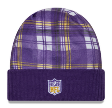Load image into Gallery viewer, Minnesota Vikings New Era Team Colors Plaid Knit Beanie