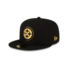 Load image into Gallery viewer, Pittsburg Steelers New Era Black Gold Metallic 59Fifty Fitted Cap