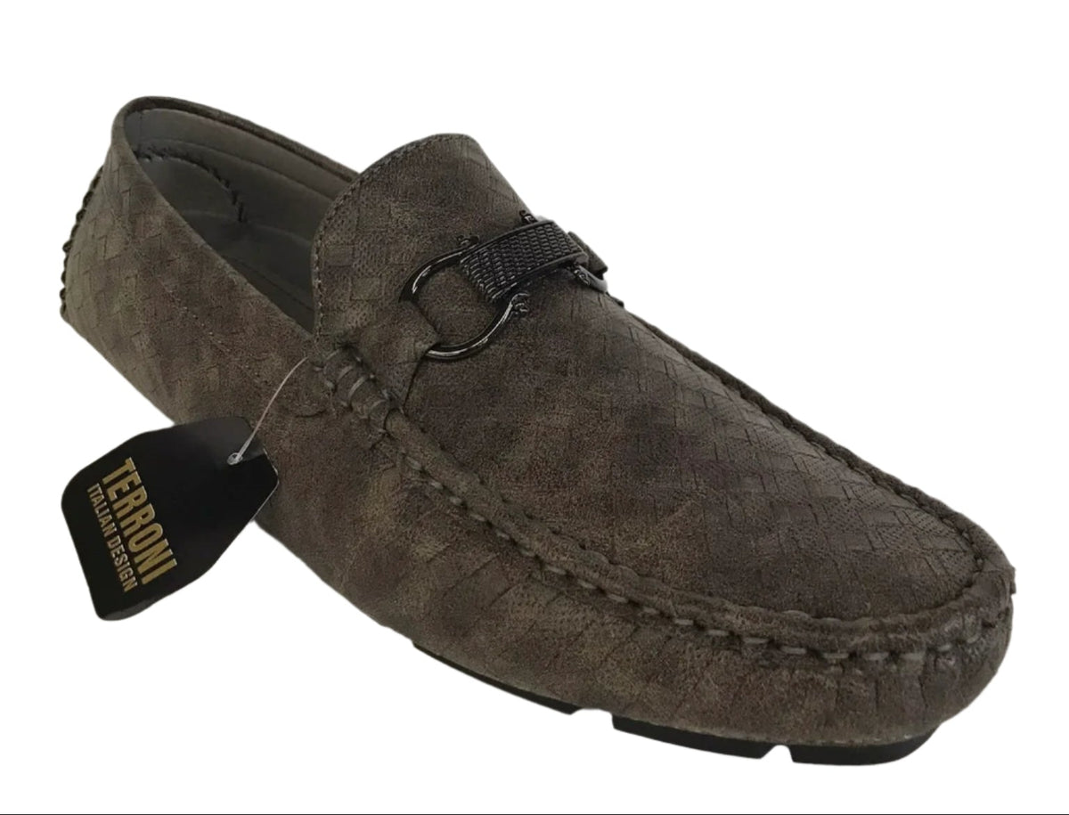 Terroni Italian Design Leather Slip-On Driving Loafers for Men with LV Buckle. Terroni Italian Design Black Slip-on Men main image 2