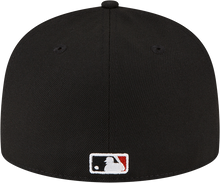 Load image into Gallery viewer, Atlanta Braves 59Fifty 5950 150th Anniversary Sidepatch New Era Fitted Cap with Red Metallic outline on Logo