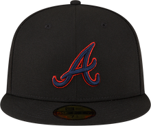Load image into Gallery viewer, Atlanta Braves 59Fifty 5950 150th Anniversary Sidepatch New Era Fitted Cap with Red Metallic outline on Logo