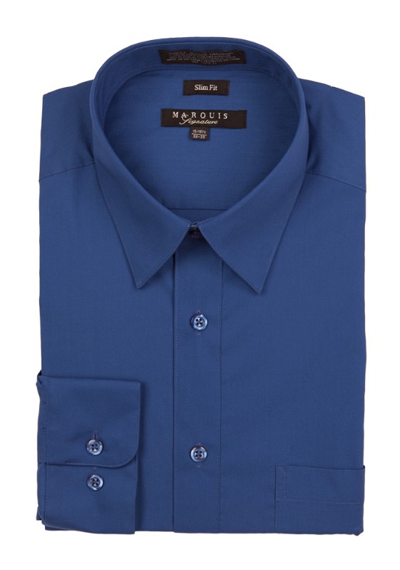 marquis dress shirts Men's Slim Fit Shirt by in 30 Colors 17-17.5-34/35 Sleeve Length / Sapphire Blue Mint Green Spandex Long Size:M 5 / W 6.5 colorgrp-51743