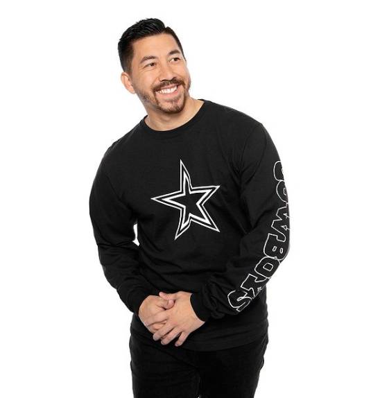 Dallas Cowboys Mens 2XL Navy Blue Long Sleeve Logo Crew Neck T Shirt 100%  Cotton