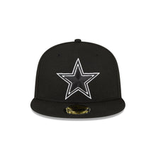 Load image into Gallery viewer, Dallas Cowboys New Era Men's Side Patch Super Bowl XXV11 59Fifty Black Hat with Black Star outlined in White