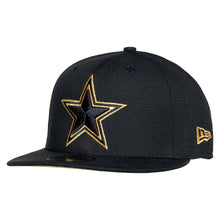 Load image into Gallery viewer, Dallas Cowboys Gold Metallic Star on Black New Era 59Fifty Fitted Cap
