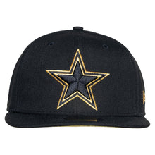 Load image into Gallery viewer, Dallas Cowboys Gold Metallic Star on Black New Era 59Fifty Fitted Cap