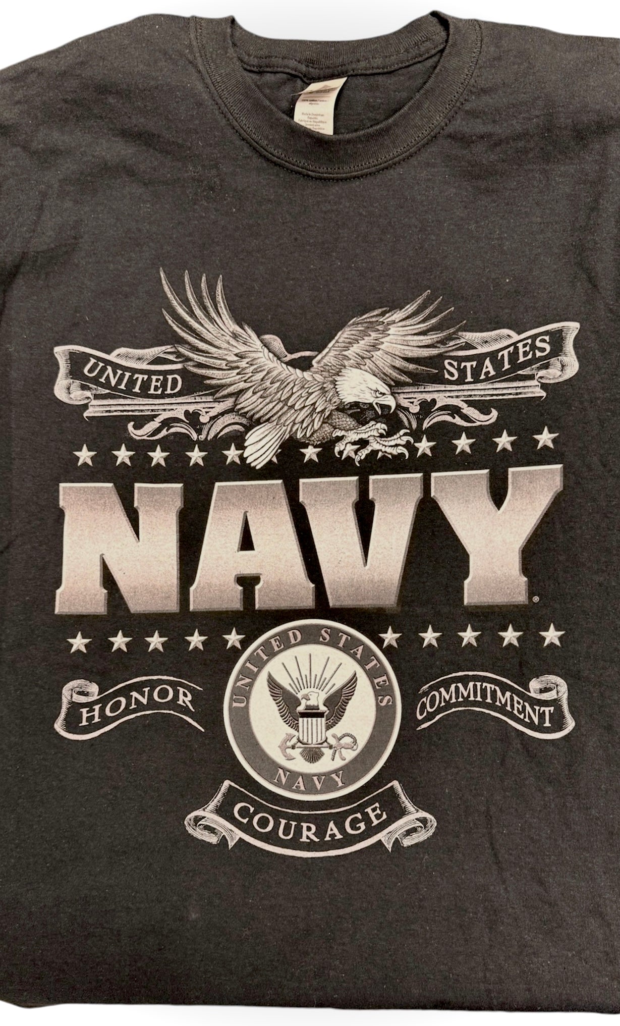 United States Navy - Honor Courage & Commitment Tee Black & Grey