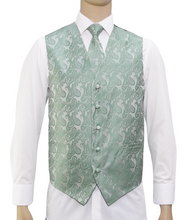 Load image into Gallery viewer, Men's Microfiber Paisley Vest, Tie, and Hanky Set in 45 Colors # 20