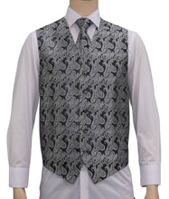 Load image into Gallery viewer, Men's Microfiber Paisley Vest, Tie, and Hanky Set in 45 Colors # 20