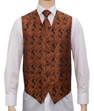 Load image into Gallery viewer, Men's Microfiber Paisley Vest, Tie, and Hanky Set in 45 Colors # 20