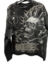 Load image into Gallery viewer, Steel Twofer Graphic Long Sleeve French Terry Sparkling  Rhinestones Tee by Bleecker &amp; Mercer # LS251444