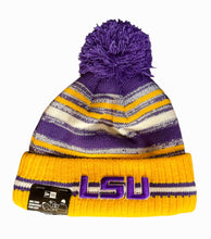 Load image into Gallery viewer, LSU Tigers New Era One Time Removable Pom Knit Fleece Lined Beanie