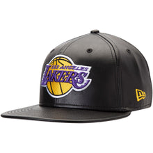 Load image into Gallery viewer, Los Angeles LA Lakers Leather 59Fifty 5950 New Era Fitted Black &amp; Purple Cap