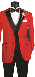 Four Piece Regular Fit Tuxedo by Vinci - Jacket, Pants, Vest and Bow Tie