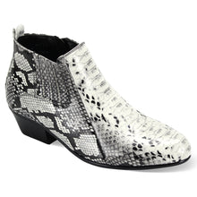 Load image into Gallery viewer, Snakeskin Synthetic Print Inside Zipper Cuban Heel Dress Boot