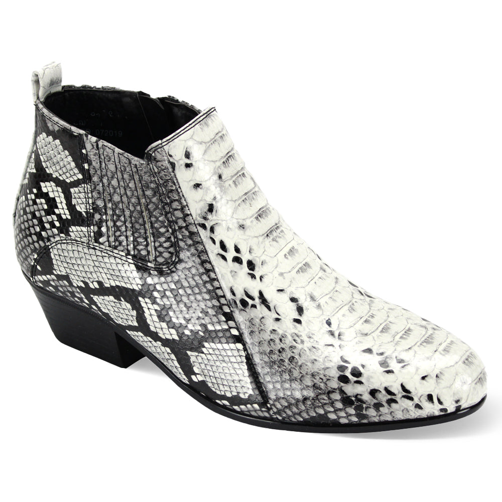 Snakeskin Synthetic Print Inside Zipper Cuban Heel Dress Boot