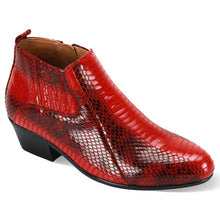 Load image into Gallery viewer, Snakeskin Synthetic Print Inside Zipper Cuban Heel Dress Boot