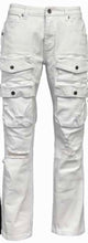Load image into Gallery viewer, Premium Washed Distressed Slim Fit Stretch Cargo Twill Denim White Jeans by Beat &amp; Rh DP874