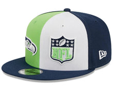 Load image into Gallery viewer, Seattle Seahawks New Era 9Fifty 950 Sideline Pinwheel Design NFL Logo Snapback Hat