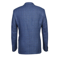 Load image into Gallery viewer, Single Breasted New Slim Fit Linen Blazer Navy &amp; Light Blue by Renoir # 610-7