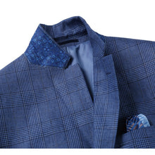 Load image into Gallery viewer, Single Breasted New Slim Fit Linen Blazer Navy &amp; Light Blue by Renoir # 610-7