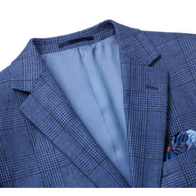 Load image into Gallery viewer, Single Breasted New Slim Fit Linen Blazer Navy &amp; Light Blue by Renoir # 610-7