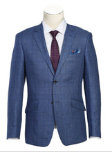 Load image into Gallery viewer, Single Breasted New Slim Fit Linen Blazer Navy &amp; Light Blue by Renoir # 610-7