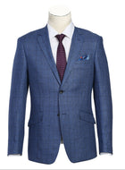 Single Breasted New Slim Fit Linen Blazer Navy & Light Blue by Renoir # 610-7