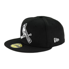 Load image into Gallery viewer, St. Louis Cardinals New Era 59Fifty 5950 Black on Black with White Outline on Logo Fitted Cap
