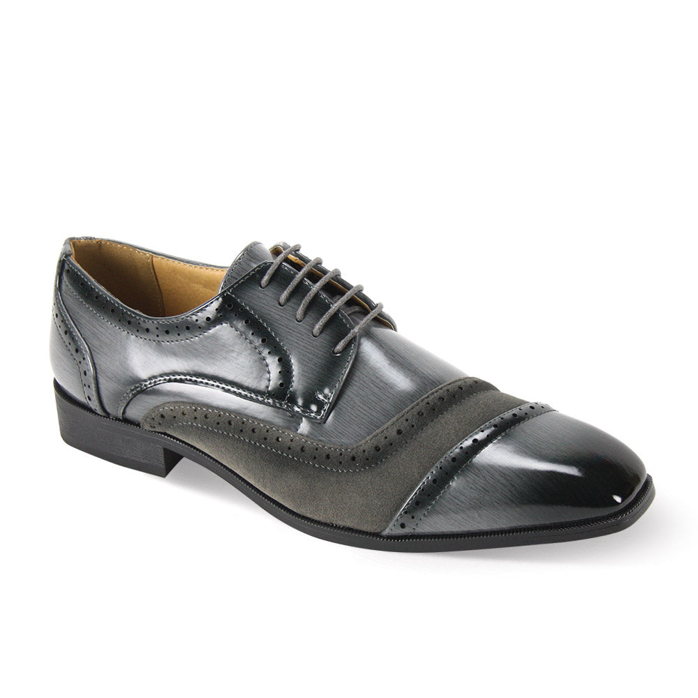 Classy & Trendy Patent Leather & Velvet Lace up Dress Shoe #7005 8.5 / Grey Classy & Trendy Patent Leather & Velvet Lace up Dress Shoe #7005 8.5 / Grey