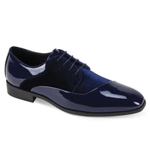 Load image into Gallery viewer, Classy &amp; Sophisticated Patent Leather &amp; Velvet Plain Toe Lace up Dress Shoe