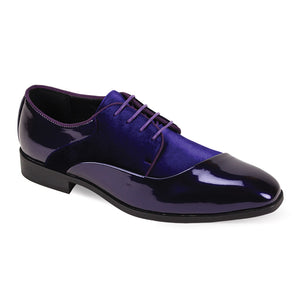 Classy & Sophisticated Patent Leather & Velvet Plain Toe Lace up Dress Shoe #7023
