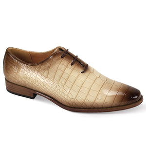 Suave & Smooth Synthetic Crocodile Print Upper Plain Toe Lace up Dress Shoe