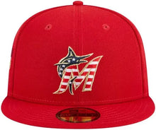 Load image into Gallery viewer, Miami Marlins New Era 5950 59Fifty Patriotic USA 59Fifty Red Fitted Cap