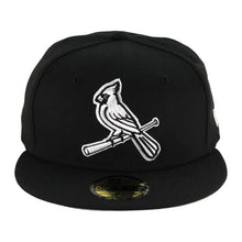 Load image into Gallery viewer, St. Louis Cardinals New Era 59Fifty 5950 Black on Black with White Outline on Logo Fitted Cap