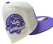 Load image into Gallery viewer, Houston Astros 45th Anniversary 59Fifty 5950 New Era Ivory Chrome Purple Fitted Cap