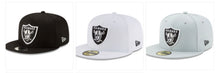 Load image into Gallery viewer, Raiders New Era 59Fifty 5950 Black, White &amp; Snow Gray Fitted Cap