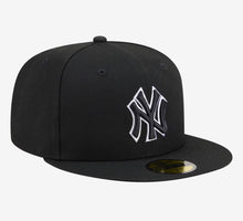 Load image into Gallery viewer, New York Yankees New Era 59Fifty Black Cap with Black Yankees Logo White Outline 5950 Fitted Cap