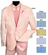 Single Breasted One Button Peak Satin Lapel Suit Tux with Matching Bowtie # 9652