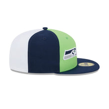 Load image into Gallery viewer, Seattle Seahawks New Era 9Fifty 950 Sideline Pinwheel Design NFL Logo Snapback Hat