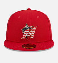 Load image into Gallery viewer, Miami Marlins New Era 5950 59Fifty Patriotic USA 59Fifty Red Fitted Cap